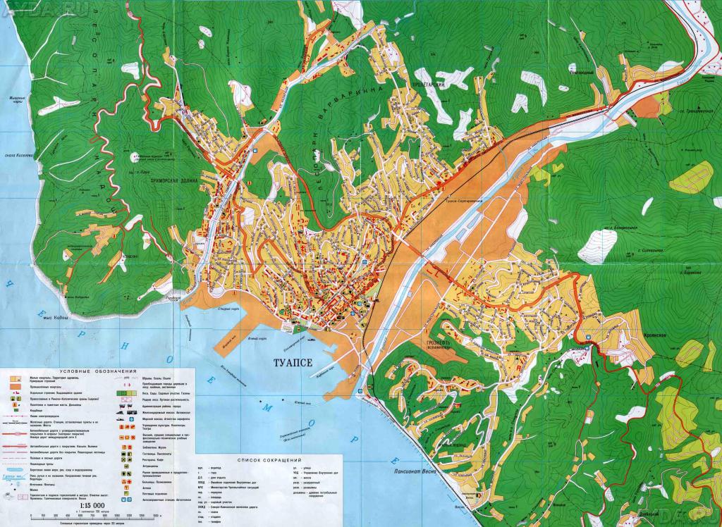 карта Туапсе